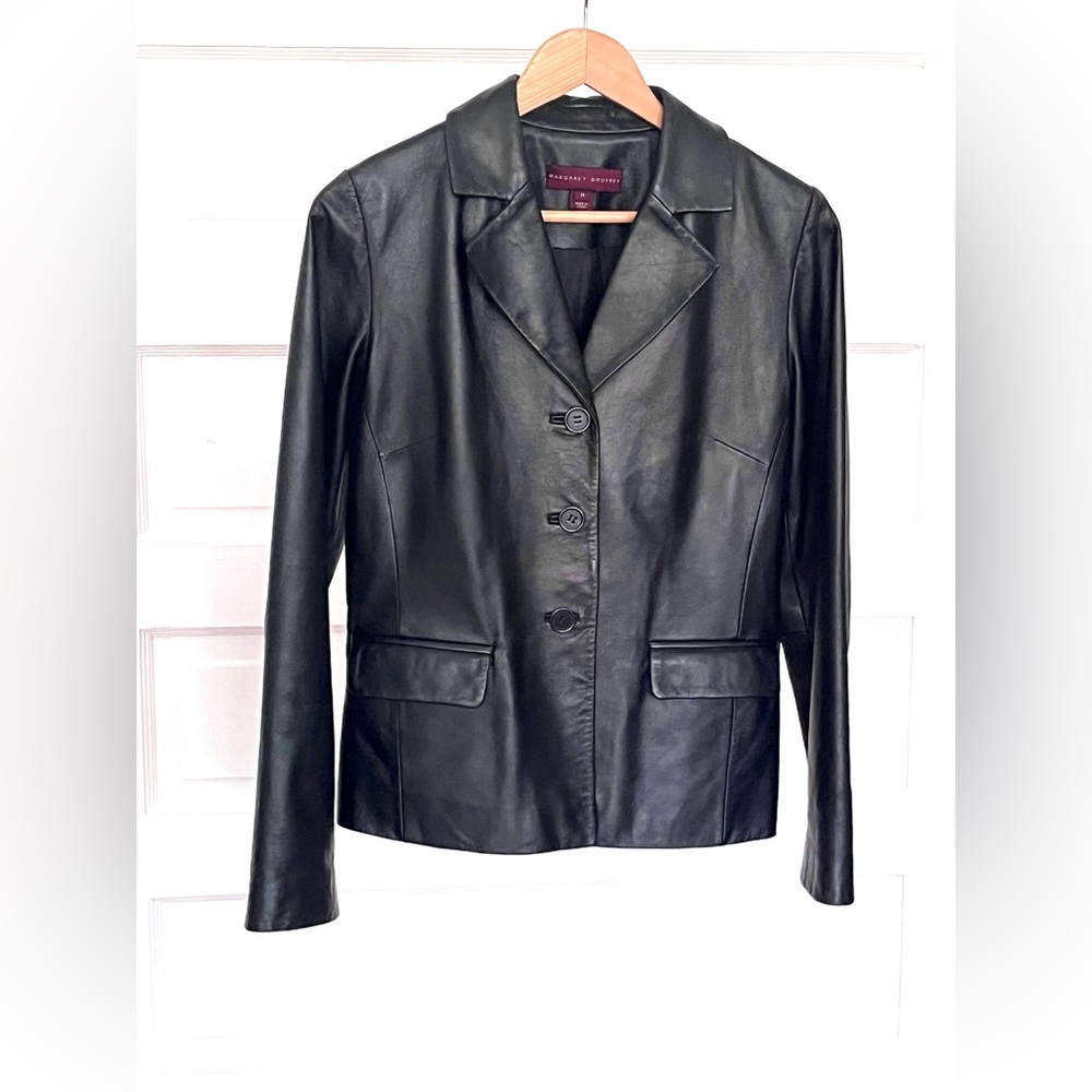 Vintage Y2K 2000s or 90s oversized black leather jacket